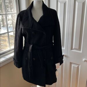 Calvin Klein Women's Black Textured Trench Coat